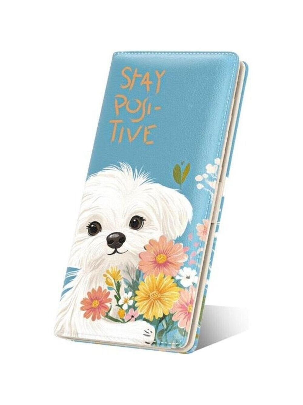 Women's Wallet, RFID Slim Wallets for women's Blue Pretty Dog Desing